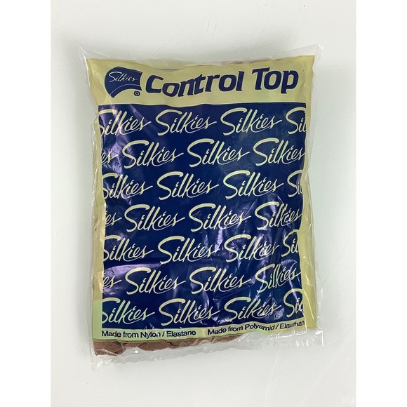 Vintage Silkies Control Top hose with support Legs Beige Size large NEW - Picture 1 of 2